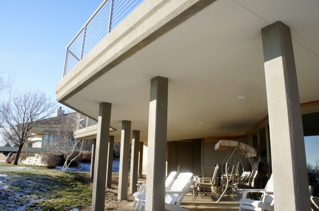 An underside view showing the pillars supporting the LiteDeck structure.