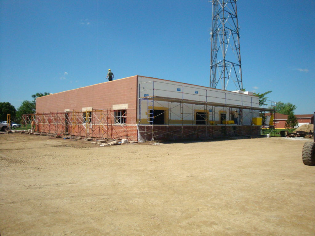 The law enforcement center construction in progress, with a LiteForm wall pictured.