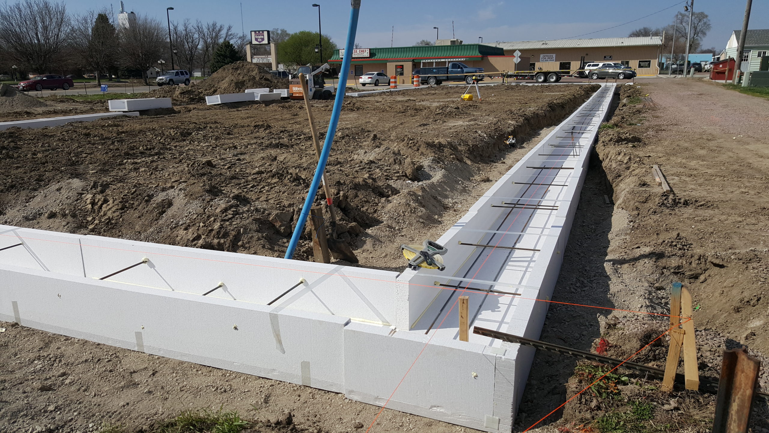 Frost-protected footings being laid for a building at the Prenger Strip Mall.